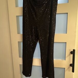 Black Sequin Women's PLUS SIZE Pants